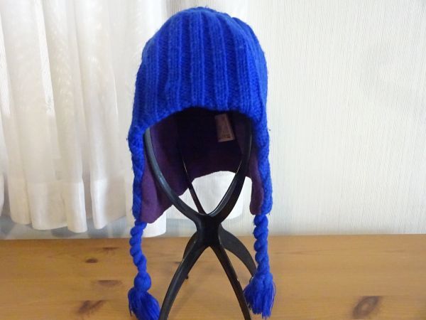 ∵ RODEO CROWNS ∵キッズ・大人　耳当て付ニット帽　青色帽子　サイズ５６cm〜５８cm　キャップ　帽子　RCS_画像2