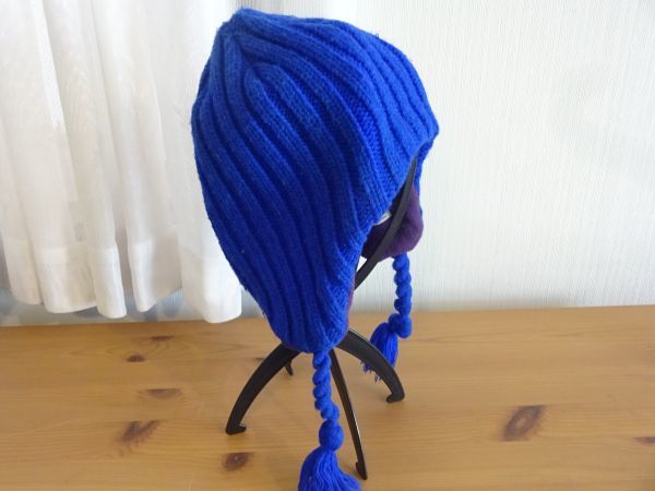 ∵ RODEO CROWNS ∵キッズ・大人　耳当て付ニット帽　青色帽子　サイズ５６cm〜５８cm　キャップ　帽子　RCS_画像1