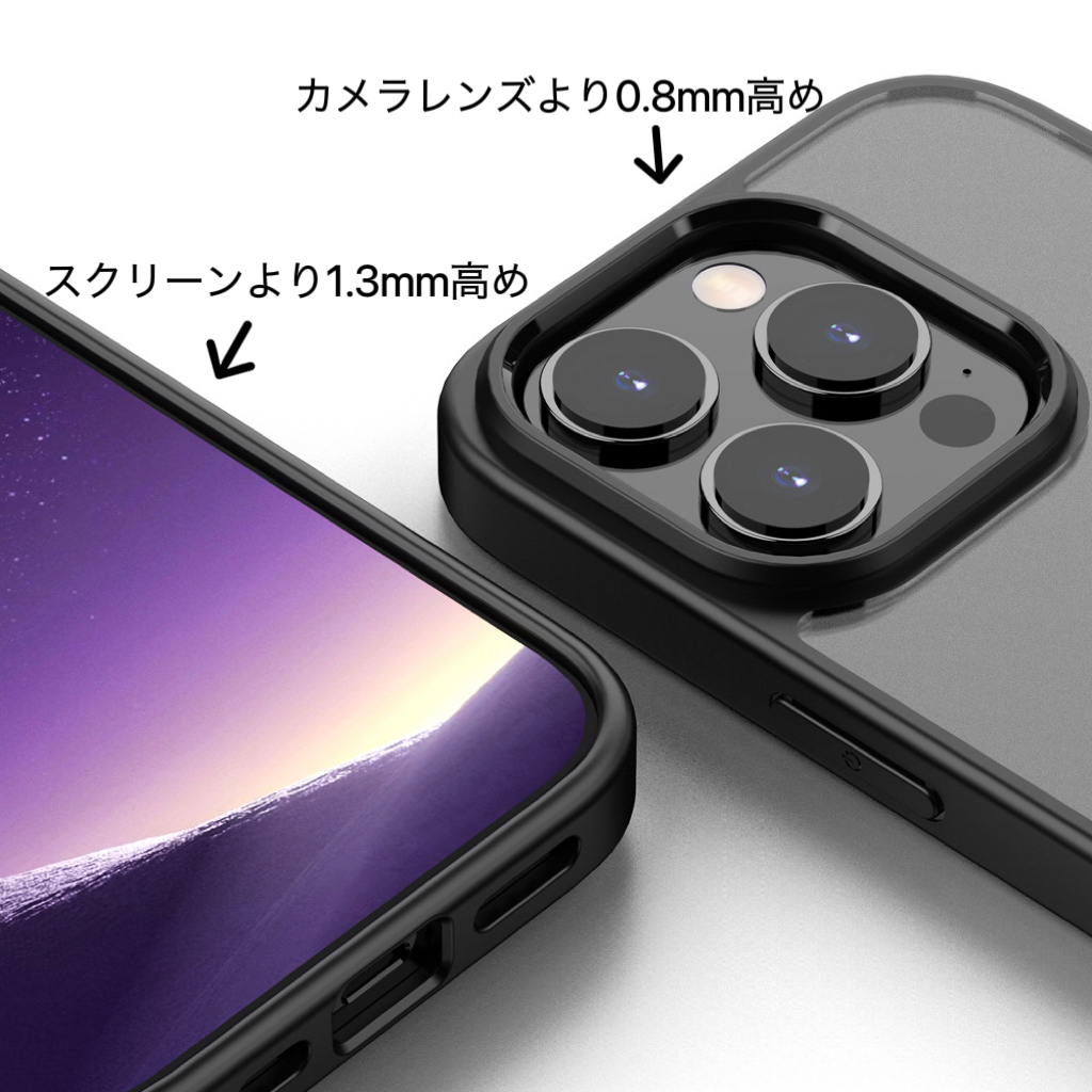 iPhone15ProMax 用 スマホケース ケース 半透明 マット ブラック スマホカバー 保護カバー 指紋防止 耐衝撃 ワイヤレス充電_画像5