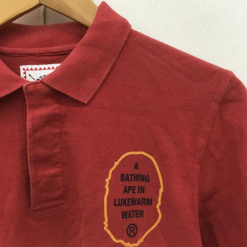 A BATHING APE S アベイシングエイプ ポロシャツ 半袖 Polo Shirt 白 / ホワイト / X 赤 / レッド / 10070927_画像3