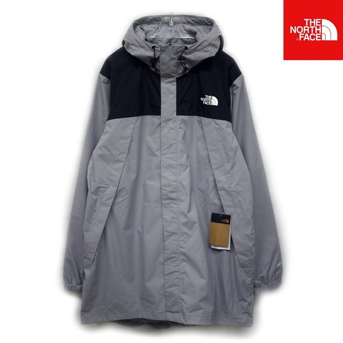 US限定新品 ノースフェイス 防水透湿 ナイロンジャケット パーカー(XL)黒xグレー THE NORTH FACE ANTORA ロング コート 日本未発売/pa506_画像1