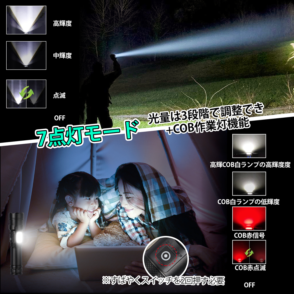 led懐中電灯 強力 6500lm 照射範囲500m　USB充電式 小型_画像5
