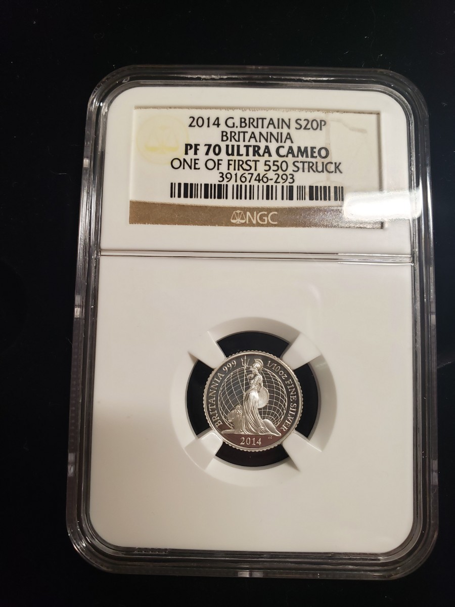 【希少】2014 Britannia ブリタニア 5 Silver 銀貨 Coins Set NGC PF70 Box & COA 1st 550 struck_画像8