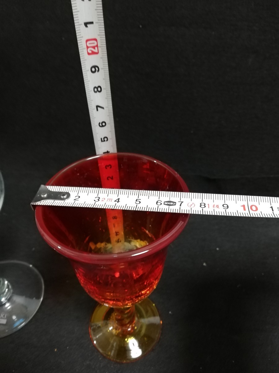 SH9316.【未使用】 ワイングラス　2客セット 佐々木ガラス　和風切子　カットガラス　琉球ガラス/60_画像6