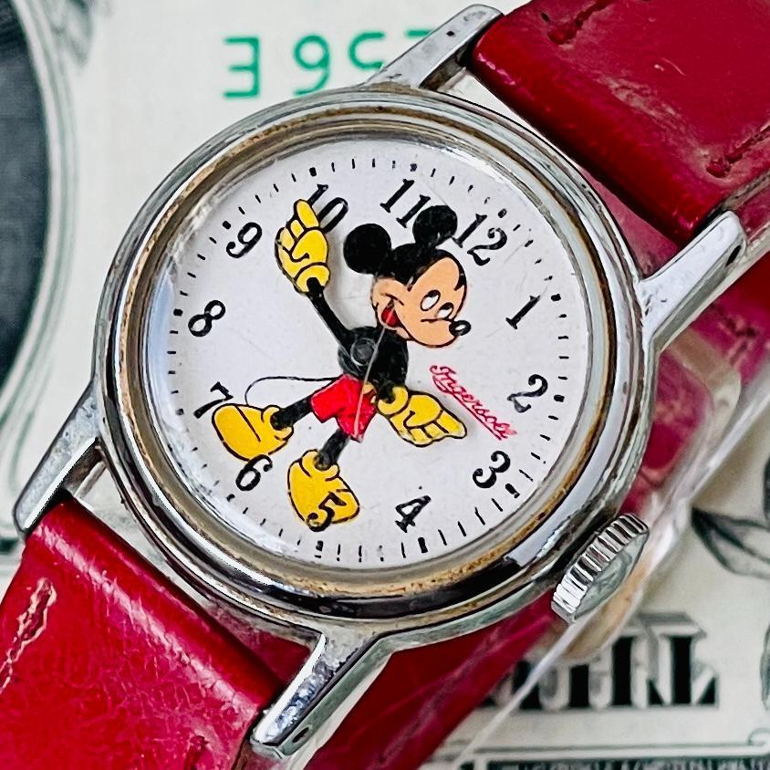 腕時計レディース【希少】ミッキーマウスMickey Mouseインガーソル手巻きディスニー生産終了アンティーク中古ヴィンテージU138
