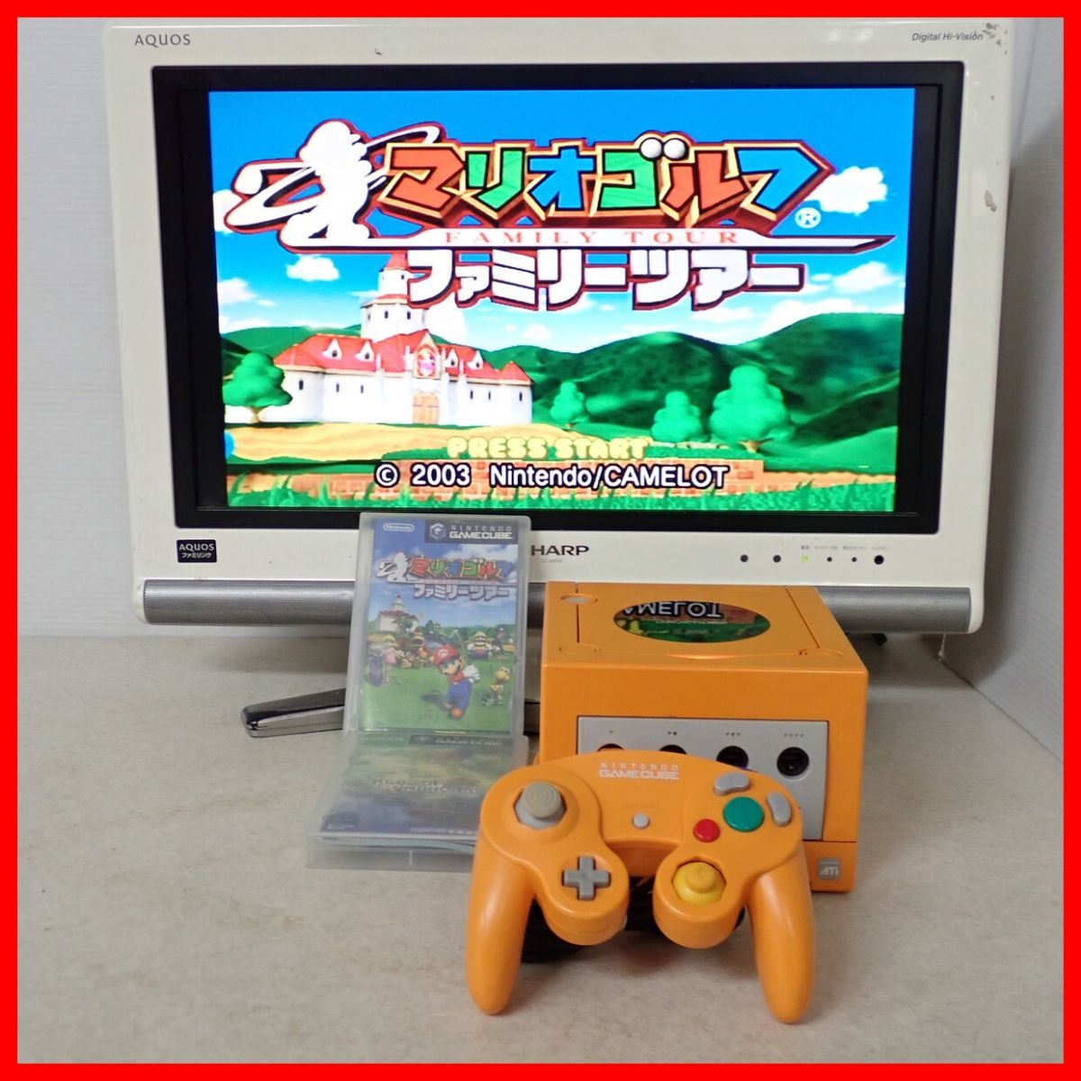 動作品 GC ゲームキューブ 本体 オレンジ + マリオゴルフ ファミリー