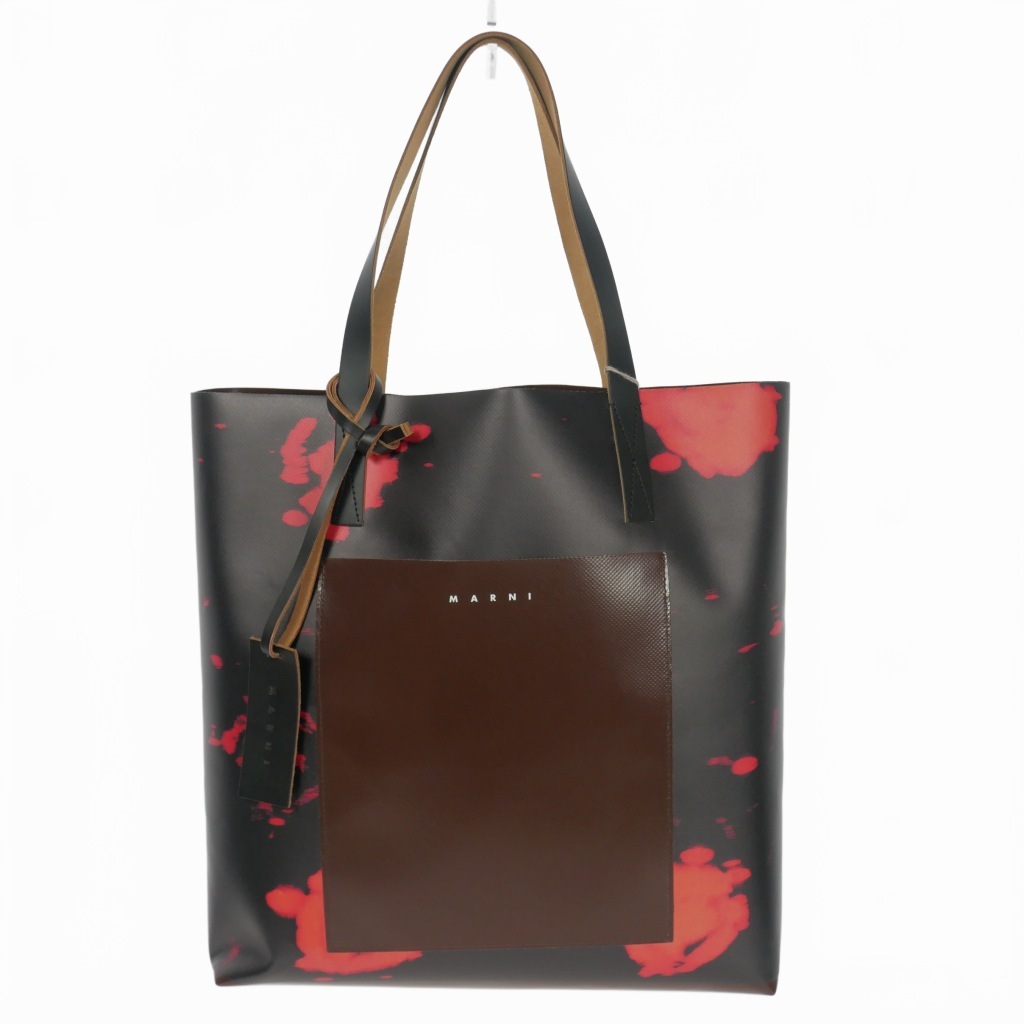 マルニ MARNI 21AW Abstract-print Tote Bag プリント トートバッグ ブラック ブラウン 黒 茶 SHMP0050Q1P0633Z2O41 国内正規 レディース_画像1