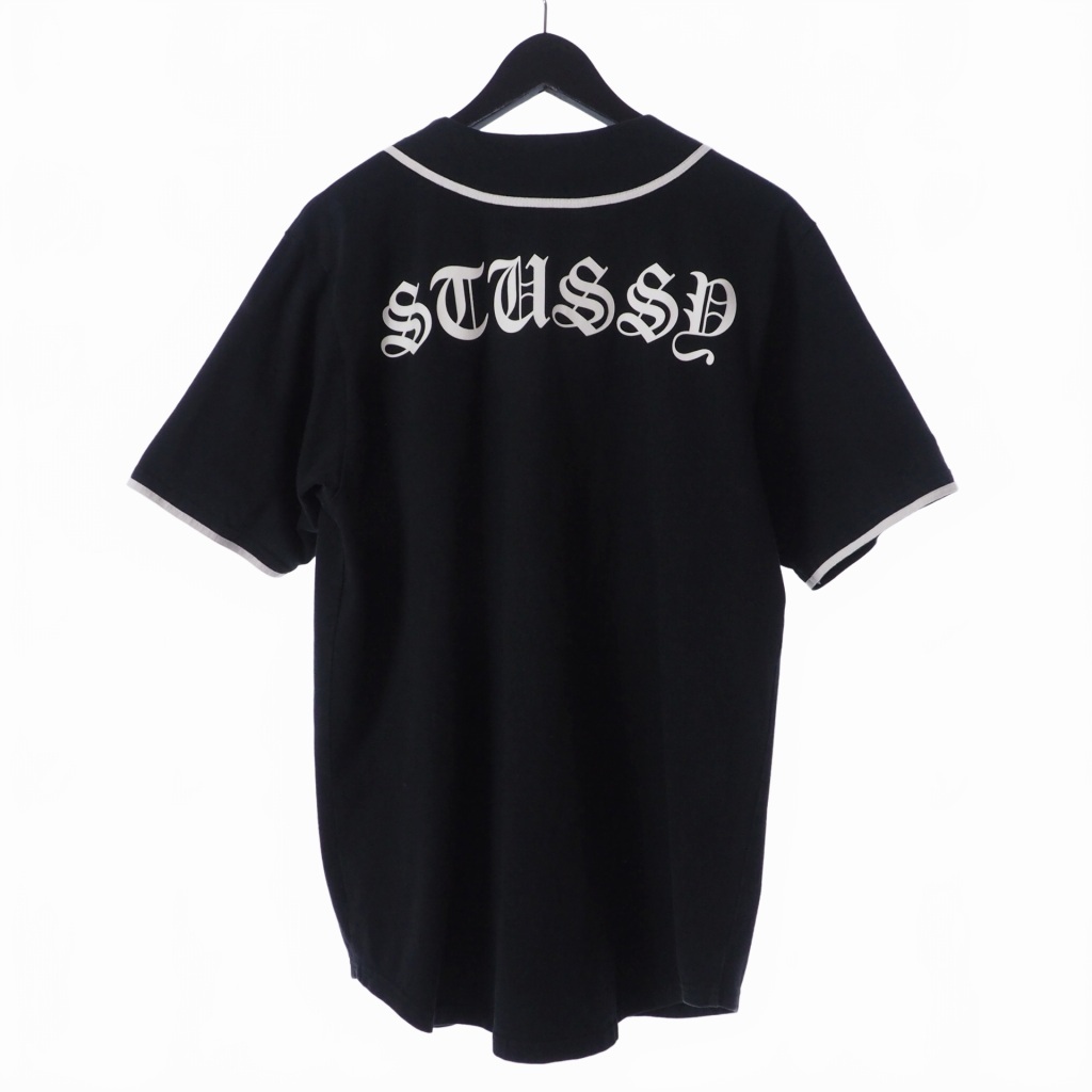 ステューシー STUSSY オールドステューシー old stussy ベースボールシャツ 半袖 オールドイングリッシュ M 黒 ブラック メンズ