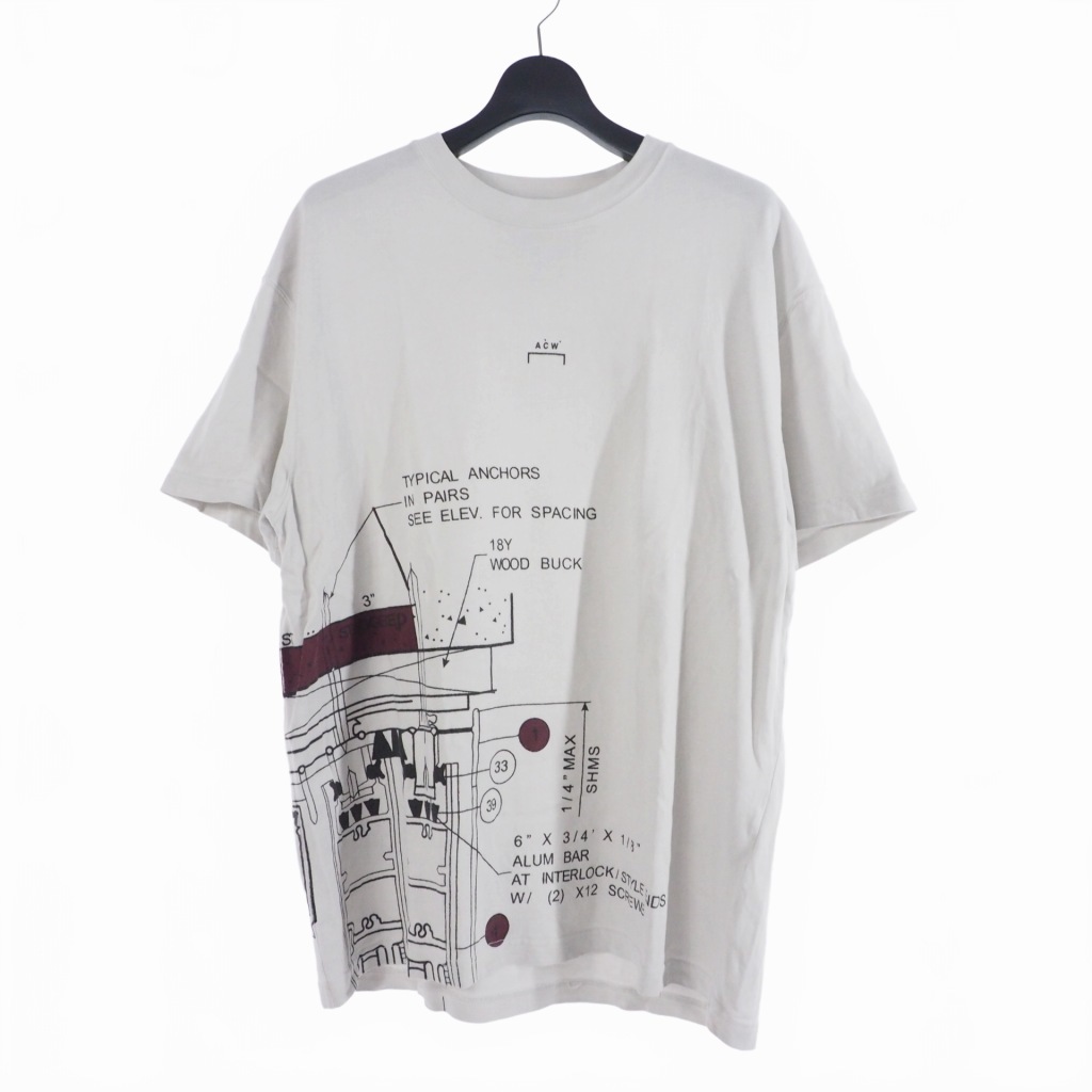 アコールドウォール A-COLD-WALL BLUEPRINT T-SHIRT メカニカル プリント Tシャツ L グレー メンズ_画像1