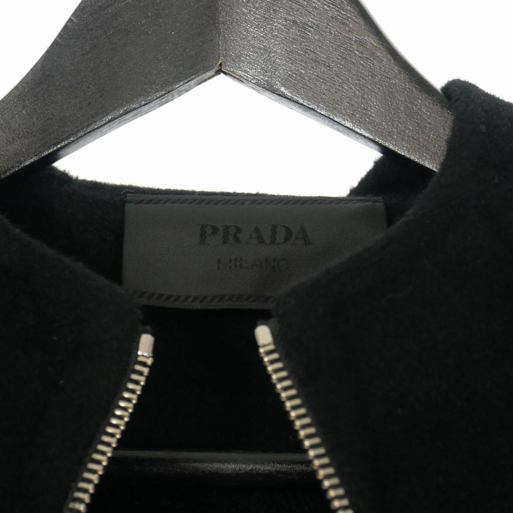 プラダ PRADA ウール ジップアップ フーディ パーカー トライアングルロゴ XS ブラック 黒 SGC050 S222 03H 国内正規 メンズ_画像5