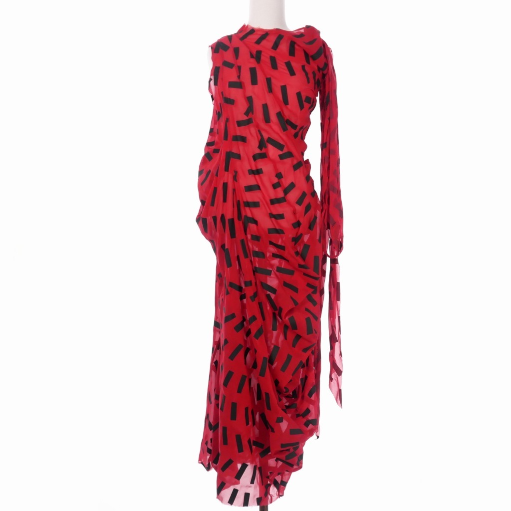 не использовался товар mezzo n Margiela Maison Margiela белый бирка 21SS Co-Eddore-p безрукавка длинное платье One-piece общий рисунок 38 красный красный 