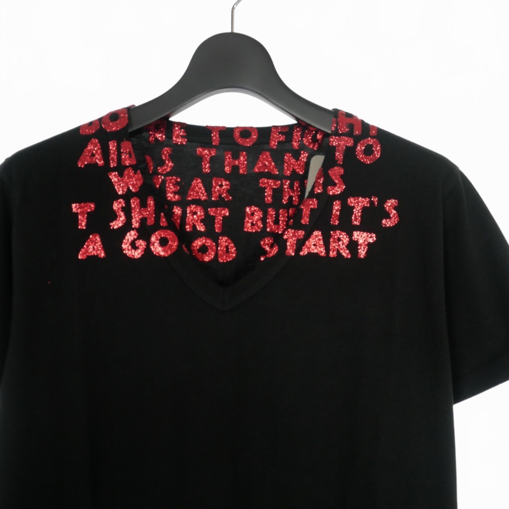 エムエムシックス メゾンマルジェラ MM6 Maison Margiela 20SS ラメ エイズ Tシャツ カットソー XS ブラック 黒 S32GJ0007 国内正規 メンズ_画像3