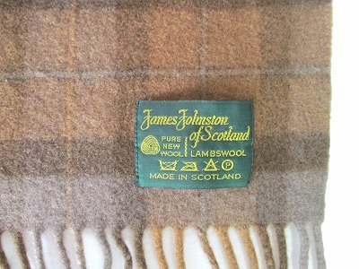 ジェームズ ジョンストン JAMES JOHNSTON ショール ブランケット ひざ掛け チェック スコットランド製 ブラウン メンズ レディース_画像2