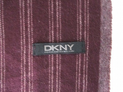 ダナキャランニューヨーク DKNY マフラー ストライプ ワインレッド メンズ レディース_画像2