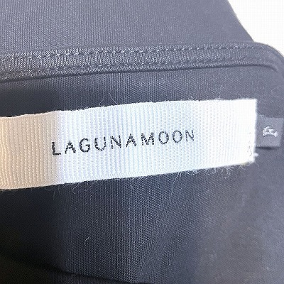 ラグナムーン LagunaMoon トップス カットソー プルオーバー フレンチスリーブ ヘムライン ギャザー 無地 F ブラック /AG レディース_画像6