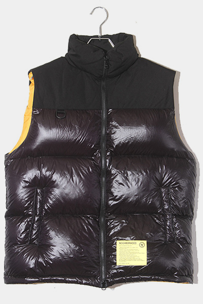 M NEIGHBORHOOD ネイバーフッド TEAM. DOWN / N-VEST ダウンベスト Medium BLACK YELLOW ブラック イエロー 182TSNH-JKM11 /● メンズ_画像1