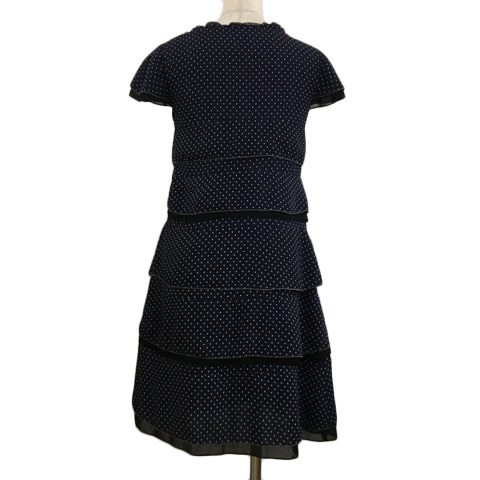  Private Label Private label One-piece flair Mini polka dot dot tia-do frill short sleeves 2 navy blue white navy white lady's 