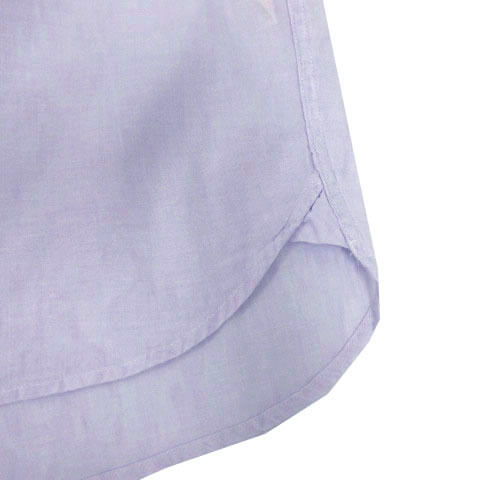 コーエン coen シャツ ボタンダウン 半袖 胸ポケ ベア 熊 刺繍 フレンチリネン FRENCH LINEN リネン混 紫系 ラベンダー XL メンズ_画像5
