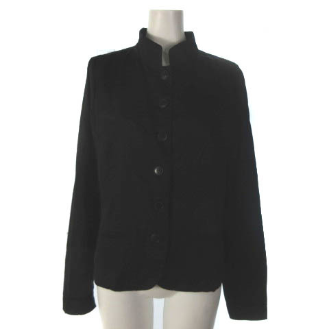 アニエスベー agnes b. 近年モデル シャツ ジャケット スタンドカラー 長袖 ブラック 黒 38 レディース_画像1