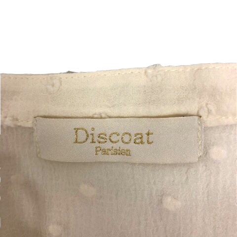 ディスコート Discoat カットソー ブラウス シフォン レース 刺繍 半袖 M 白 ホワイト レディース_画像3