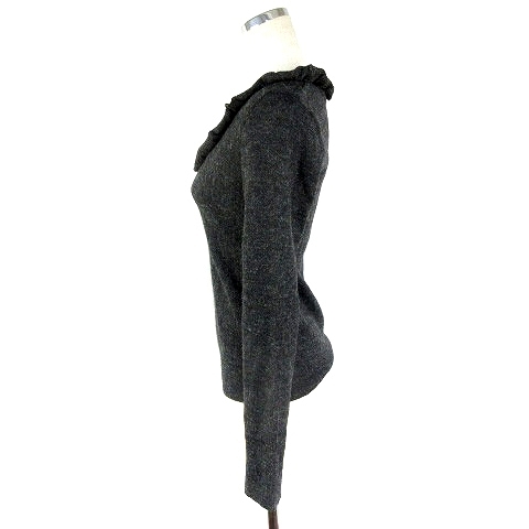  A.P.C. A.P.C. knitted cut and sewn long sleeve U neck frill thick alpaca plain S dark gray tops /BT lady's 