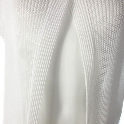 プリーツプリーズ PLEATS PLEASE 美品 近年モデル ロング カーディガン フレンチスリーブ メッシュ シースルー 白 ホワイト 3 レディース_画像6