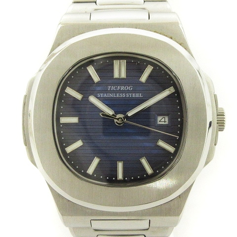 TICFROG 腕時計 LM-013 アナログ クォーツ デイト シルバーカラー ウォッチ ■SM1 メンズ