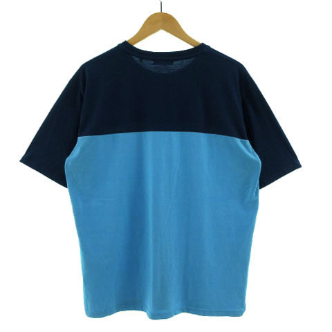 タケオキクチ TAKEO KIKUCHI Tシャツ 丸首 半袖 配色 バイカラー コットン混 ネイビー 紺 ブルー 青 XL メンズ_画像6