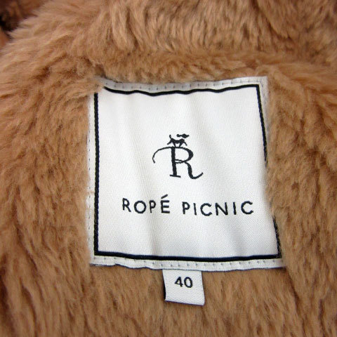 ロペピクニック ROPE Picnic フェイクムートンコート ノーカラーコート ミドル丈 40 ブラウン 茶色 /MS4 ■MO レディース_画像5