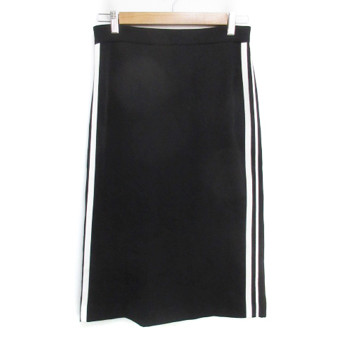  Rose Bud ROSE BUD flair skirt long height side line slit F black white black white /FF33 lady's 