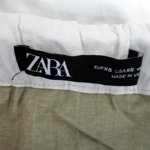 ザラ ZARA プリーツスカート フェイクレザースカート ロング丈 無地 XS 白 ホワイト /SY24 レディース_画像3