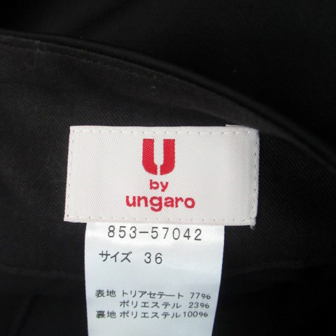 未使用品 ウンガロ UNGARO テーパードパンツ ロング丈 36 黒 ブラック オフホワイト /HO42 レディース_画像5