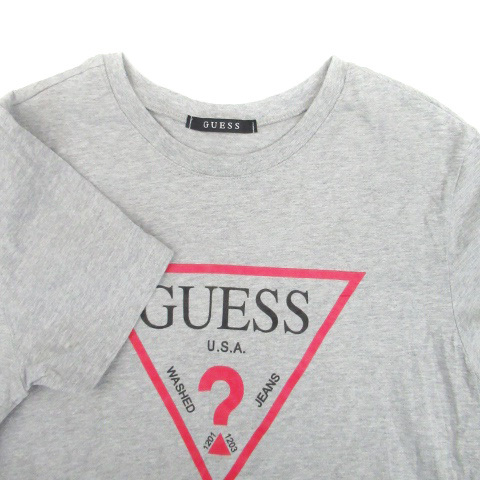  Guess GUESS футболка cut and sewn раунд шея короткий рукав принт S серый красный красный /HO32 женский 