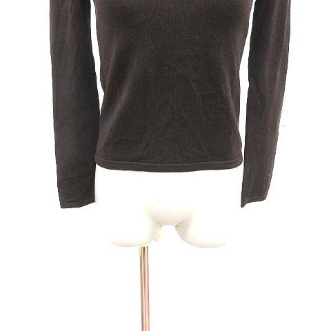  Untitled UNTITLED knitted cut and sewn V neck long sleeve wool scorching tea dark brown /YK lady's 