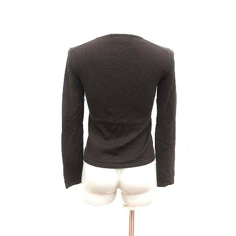  Untitled UNTITLED knitted cut and sewn V neck long sleeve wool scorching tea dark brown /YK lady's 