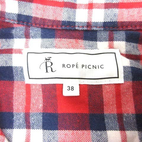 ロペピクニック ROPE Picnic ネルシャツ チェック 長袖 38 赤 レッド 紺 ネイビー /YK レディース_画像5