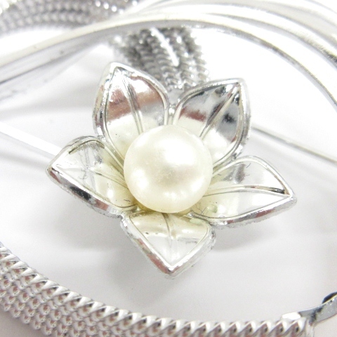  No-brand pearl brooch pearl 6mm silver color lady's 