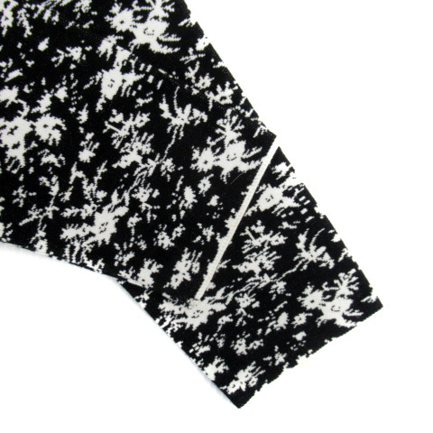  Le Ciel Bleu LE CIEL BLEU knitted sweater long sleeve crew neck total pattern 36 black black white white /SY34 lady's 