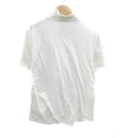  Scapa SCAPA cut and sewn band color short sleeves frill large size 44 eggshell white /HO9 lady's 