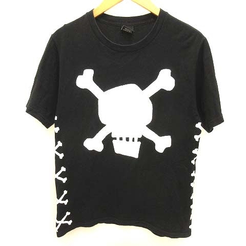 ステューシー STUSSY Tシャツ カットソー 半袖ドクロ プリント コットン 黒 ブラック S ■GY01 メンズ_画像1