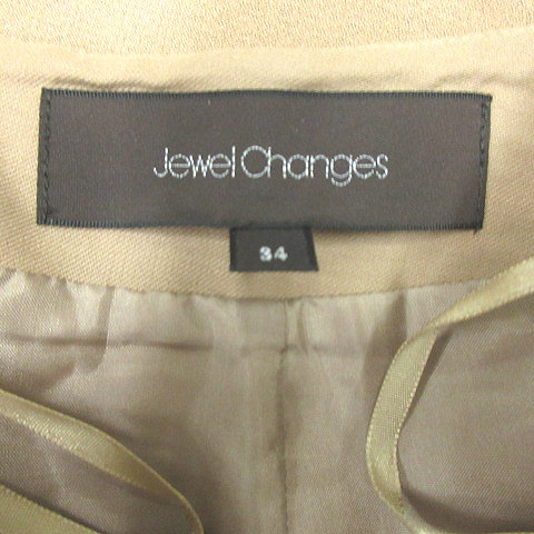 ジュエルチェンジズ Jewel Changes アローズ レース 刺繍 レーヨン混 台形 ストレッチ スカート ベージュ 34 レディース_画像3