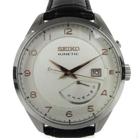 セイコー キネティック 腕時計 ウォッチ アナログ 3針 デイデイト 自動巻き 5M84-0AC0 文字盤ホワイト シルバーカラー ■SM1 メンズ
