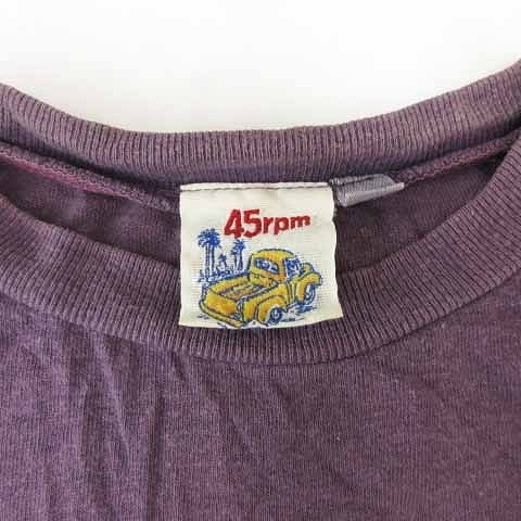 フォーティーファイブアールピーエム 45R 45rpm Tシャツ 半袖 クルーネック ロゴプリント コットン 紫 パープル 2 ■GY06 レディース_画像7