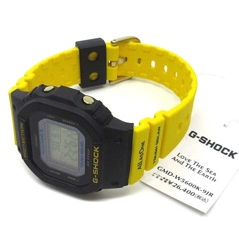 カシオジーショック CASIO G-SHOCK アイサーチジャパン イルクジ 電波 ソーラー デジタル ウォッチ 腕時計 GMD-W5600K-9JR 黄 黒 新品同様_画像2