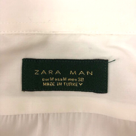 ザラマン ZARA MAN シャツ ワイシャツ レギュラーカラー 無地 長袖 M 白 ホワイト メンズ_画像3
