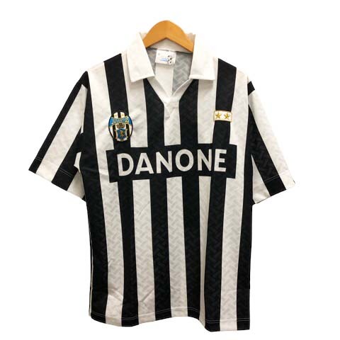 CALCIO ITALIA サッカーシャツ レプリカユニフォーム ユベントス ストライプ Vネック 半袖 S ホワイト ブラック メンズ