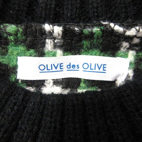 オリーブデオリーブ OLIVE des OLIVE ニット セーター チェック 長袖 F 緑 グリーン /MN レディース_画像5