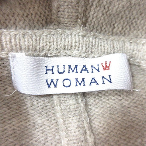 ヒューマンウーマン HUMAN WOMAN カーディガン ニット ロング ウール M グレージュ /MN レディース_画像5