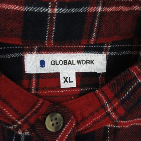 グローバルワーク GLOBAL WORK ワンピース ひざ丈 長袖 バンドカラー チェック柄 マルチカラー XL レッド 赤 /YM5 女の子 キッズ_画像4