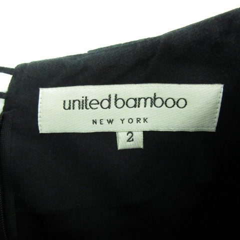 ユナイテッドバンブー UNITED BAMBOO フレアスカート ギャザースカート ひざ丈 無地 シルク混 2 黒 ブラック /YS8 レディース_画像4